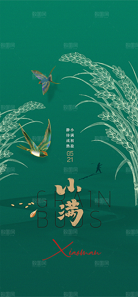 地产小满节气简约大气海报