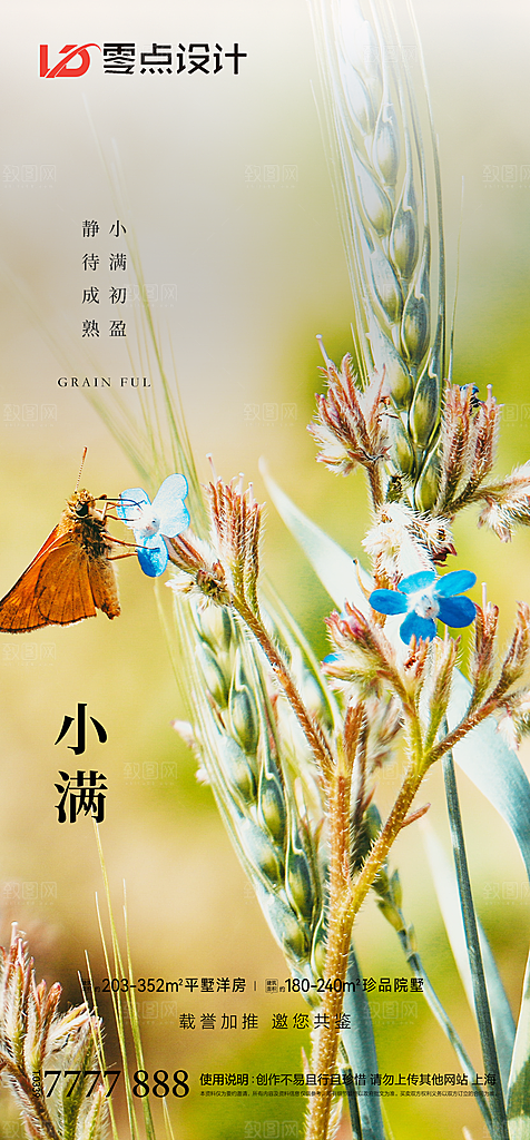 地产小满节气简约大气海报