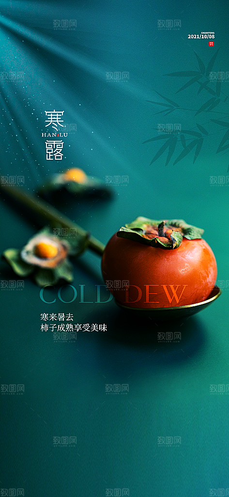 中国传统节气寒露手机海报