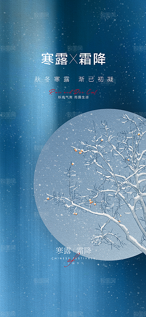 中国传统节气寒露手机海报