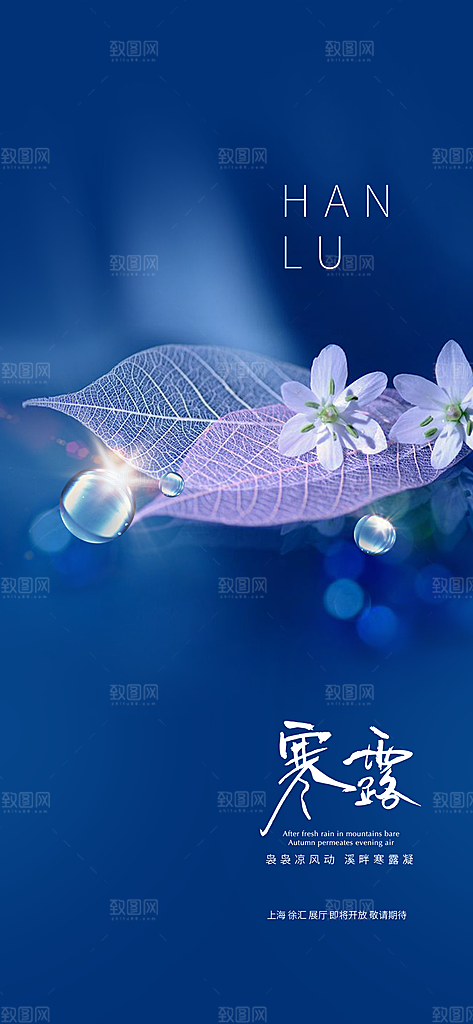 中国传统节气寒露手机海报