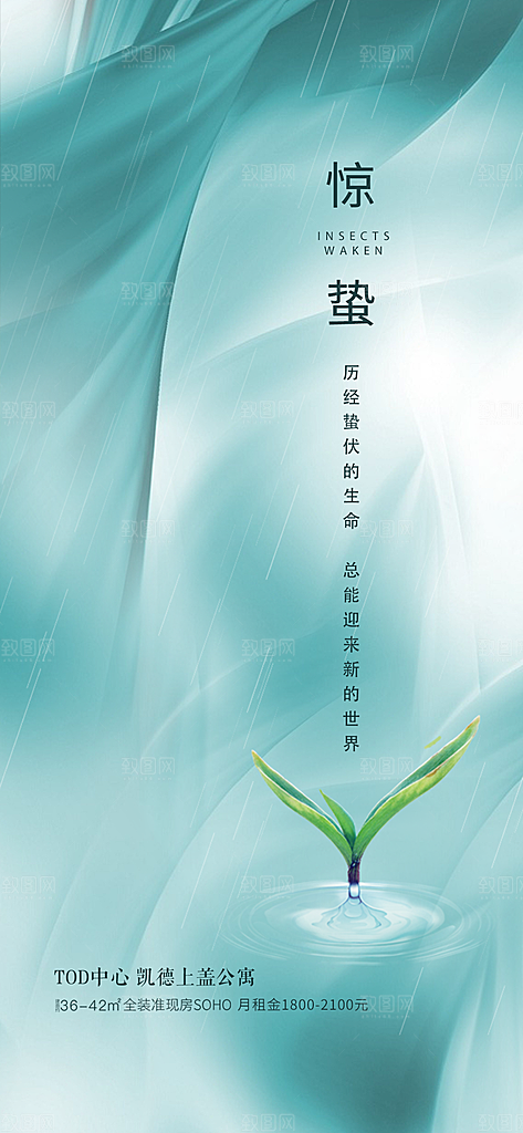 中国传统节气惊蛰手机海报