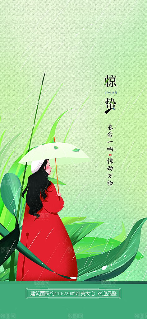 中国传统节气惊蛰手机海报