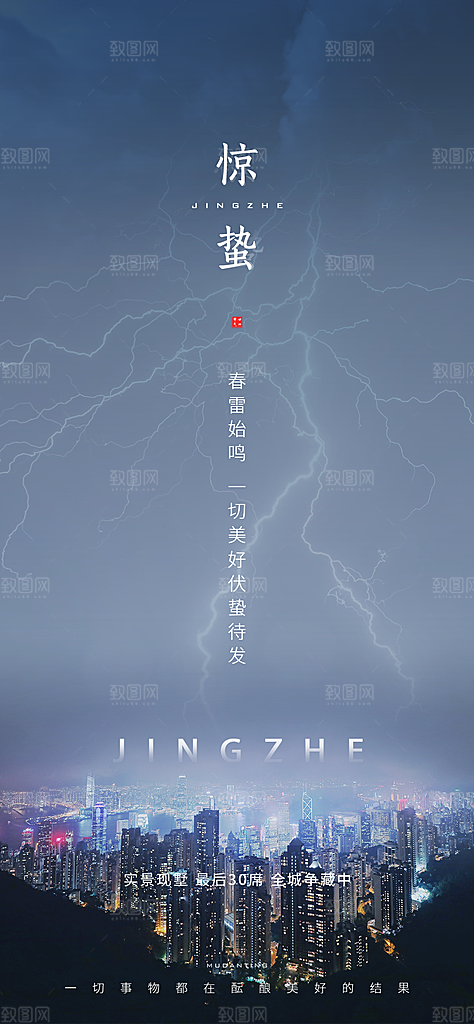 中国传统节气惊蛰手机海报