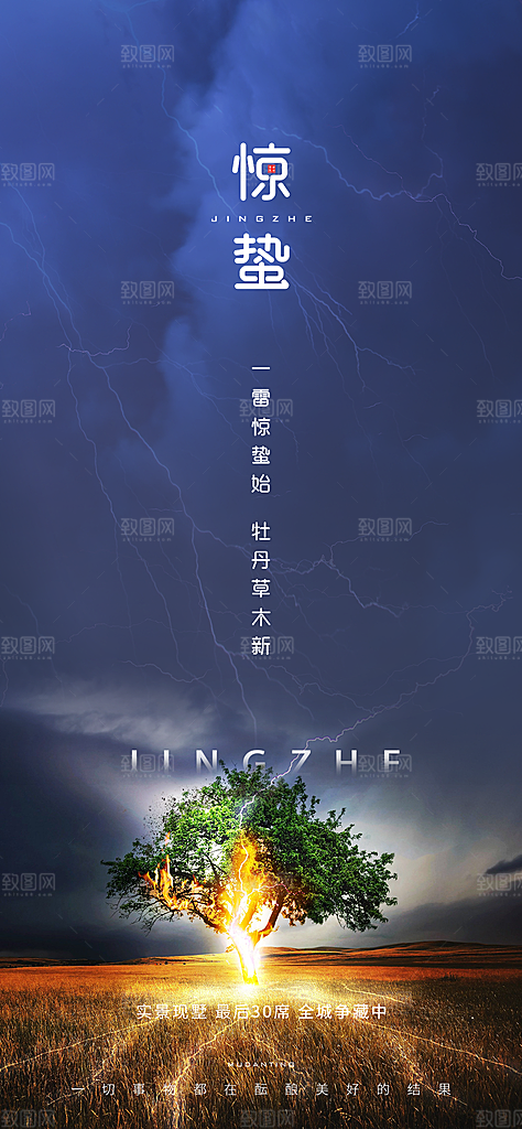 中国传统节气惊蛰手机海报