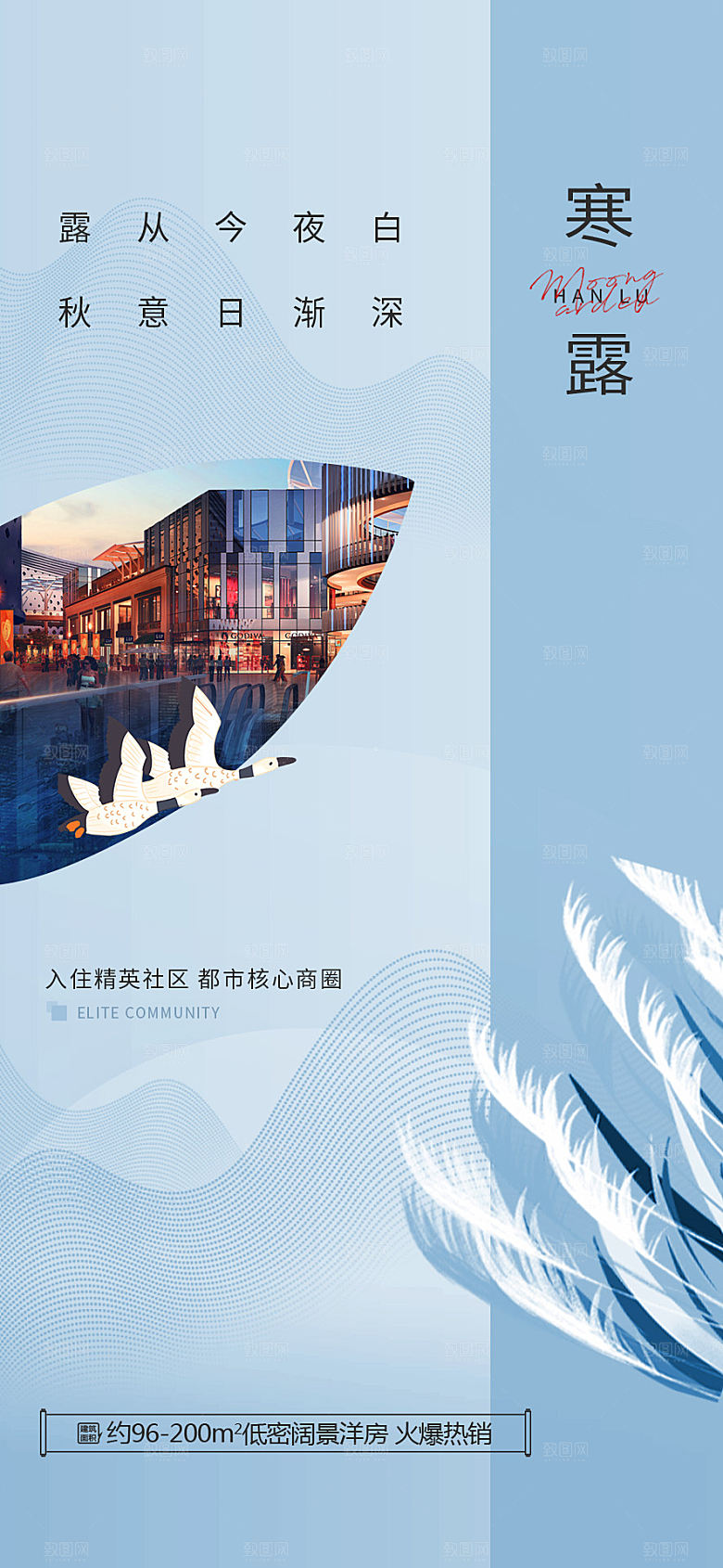 中国传统节气寒露手机海报