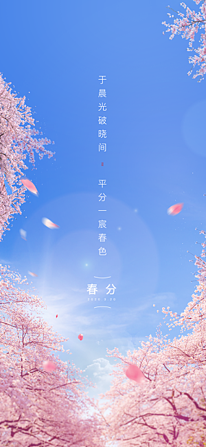 中国传统节气春分手机海报