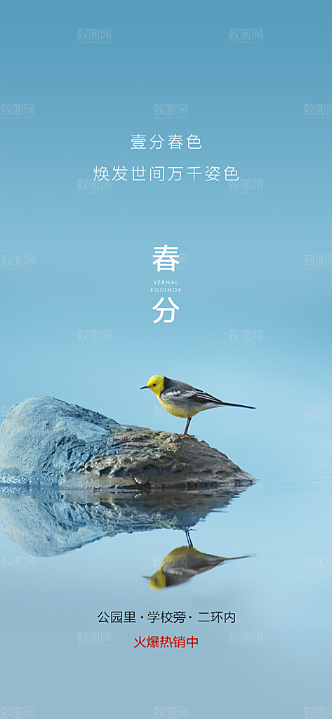 中国传统节气春分手机海报