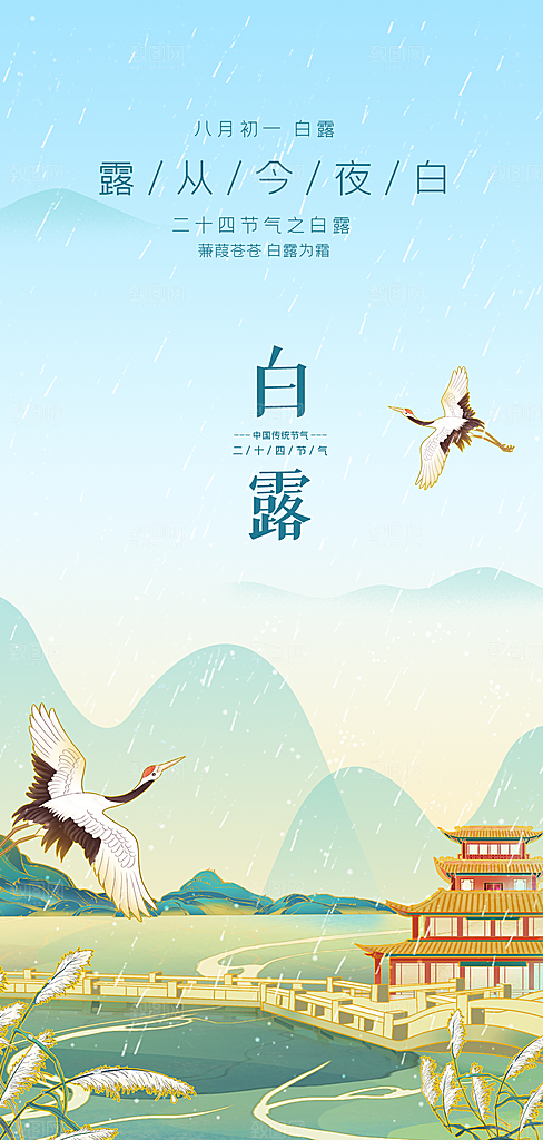 中国传统节气白露海报