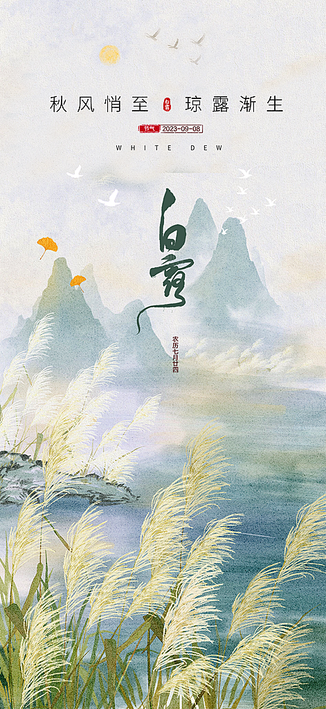中国传统节气白露海报
