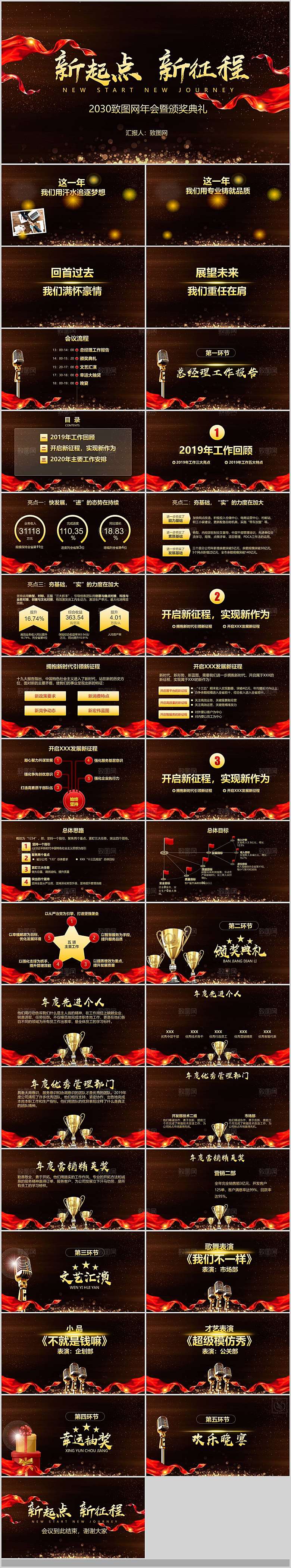 2024龙年PPT年会总结表彰大会颁奖典