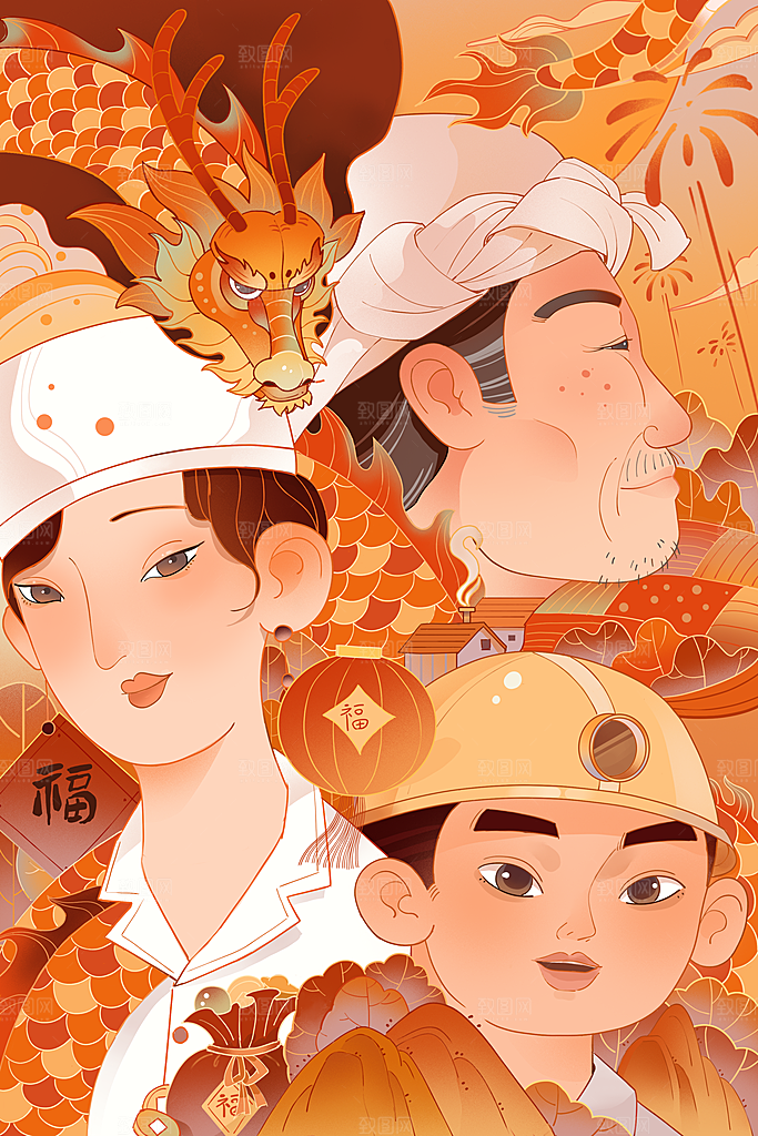 龙年贺岁龙年大吉瑞龙祥龙新春过年海报