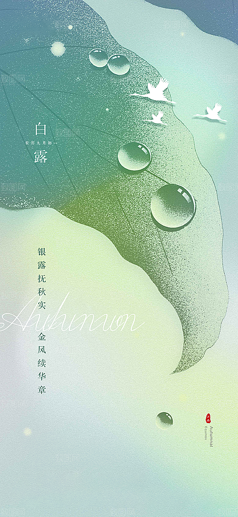 中国传统节气寒露手机海报