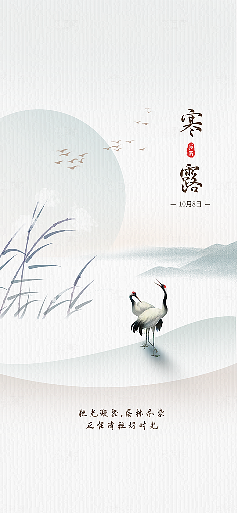 中国传统节气寒露手机海报