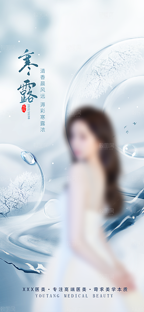 中国传统节气寒露手机海报