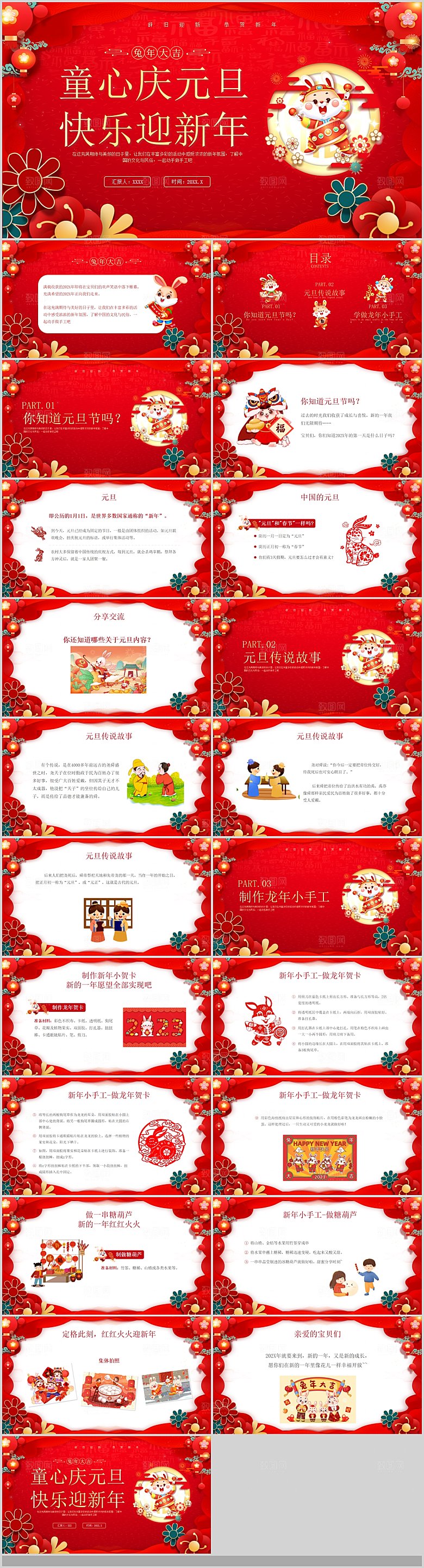 2024元旦联欢晚会PPT学校总结幼儿园