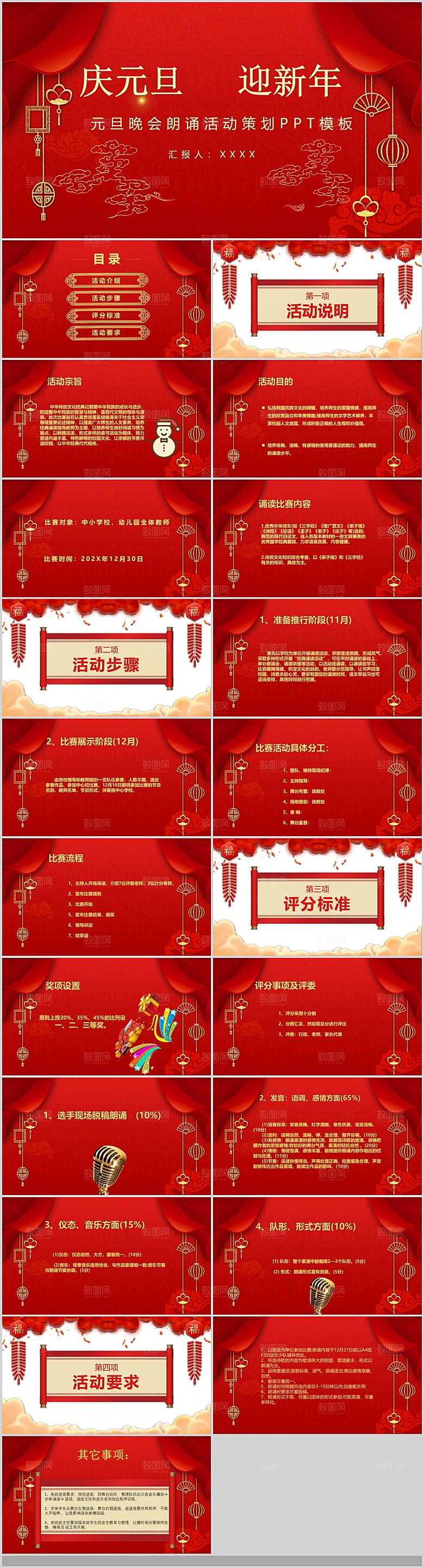 2024元旦联欢晚会PPT学校总结幼儿园