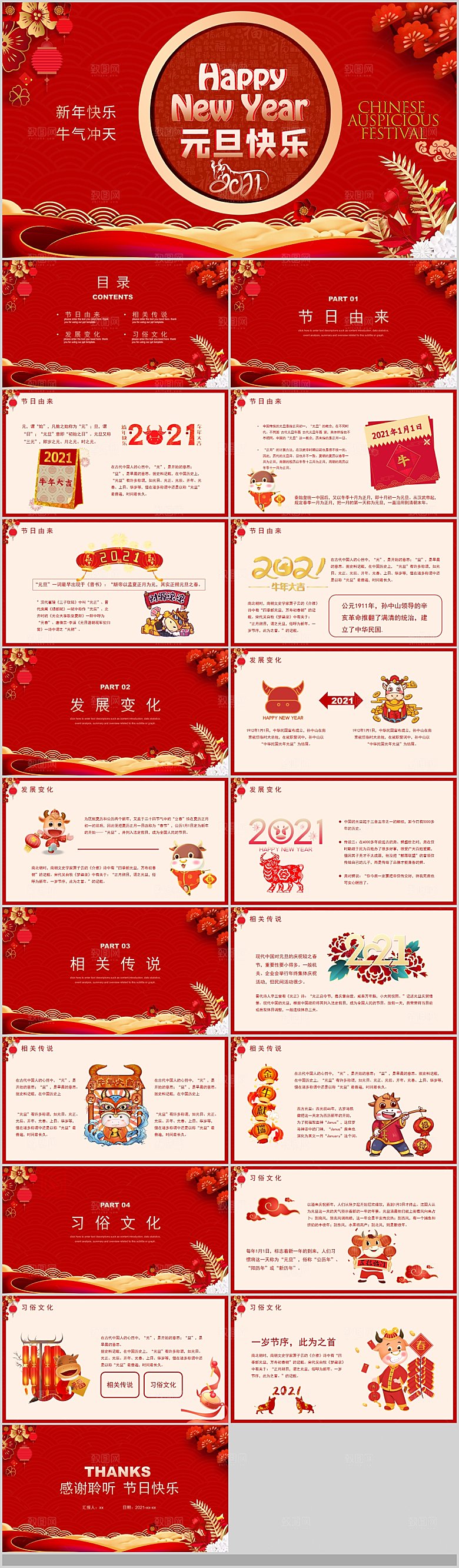 2024年元旦晚会春节庆元旦PPT学校联
