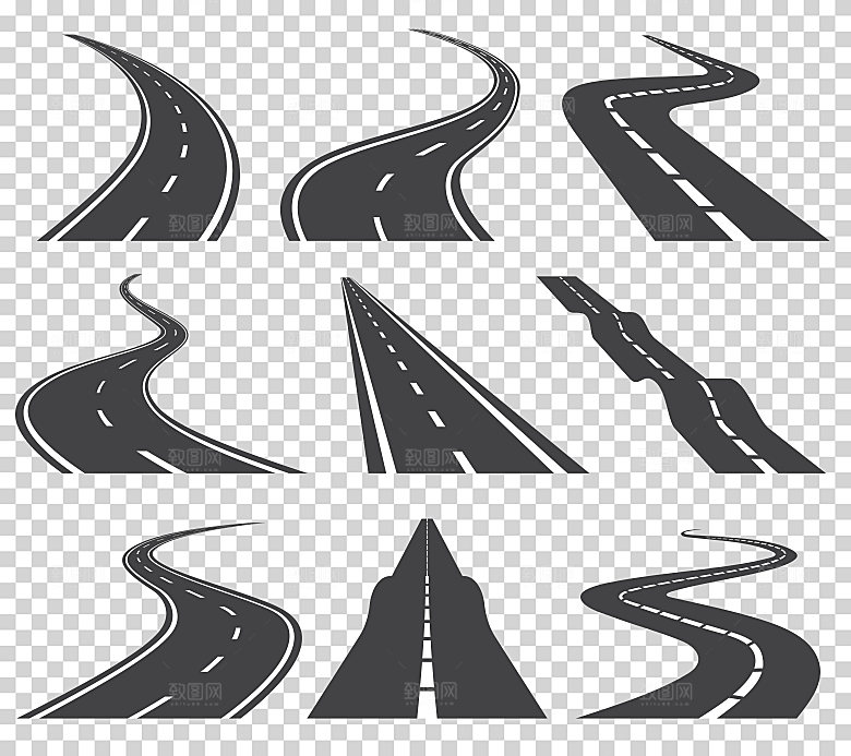 公路手绘矢量元素