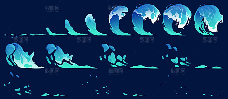 卡通海浪矢量元素