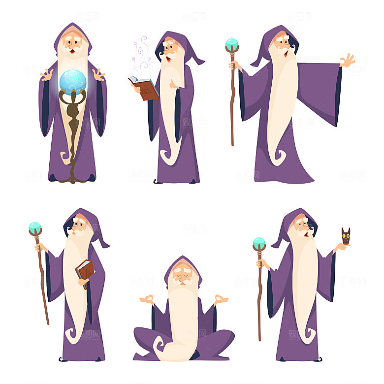 卡通魔法师矢量元素