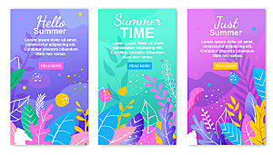 夏日花卉卡片背景元素