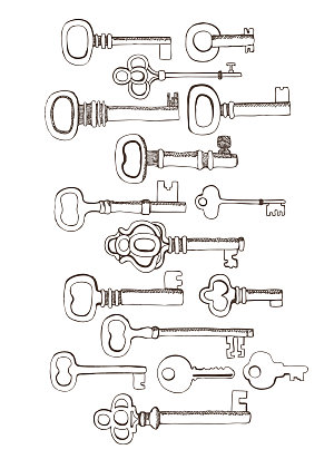 复古老式铜钥匙矢量元素