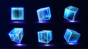 立体透明立方体矢量元素