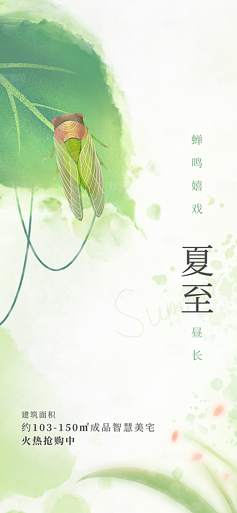 中国传统节气夏至手机海报