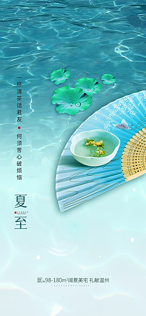 中国传统节气夏至手机海报