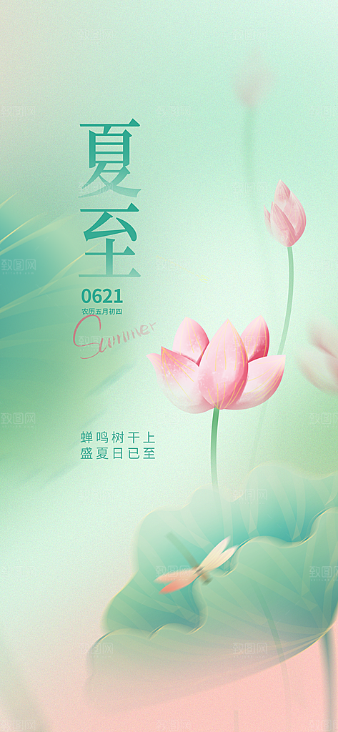 中国传统节气夏至手机海报
