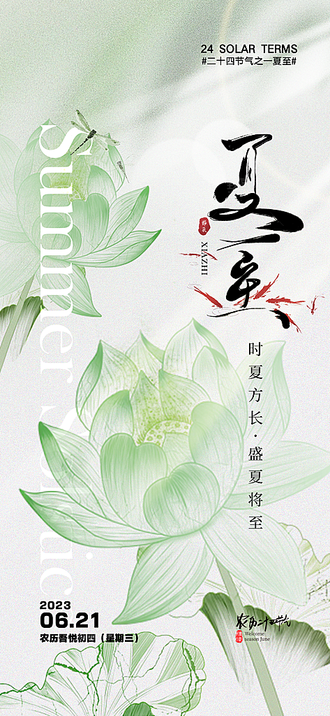 中国传统节气夏至手机海报