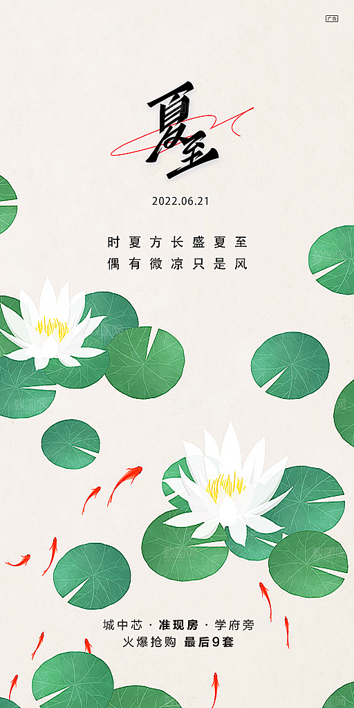 中国传统节气夏至手机海报