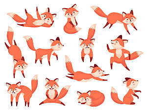 可爱卡通狐狸矢量元素