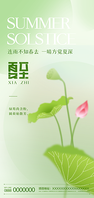 中国传统节气夏至手机海报