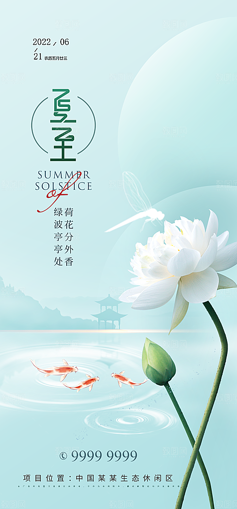 中国传统节气夏至手机海报