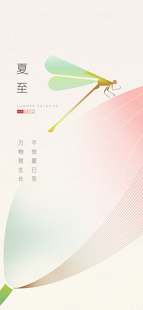 中国传统节气夏至手机海报