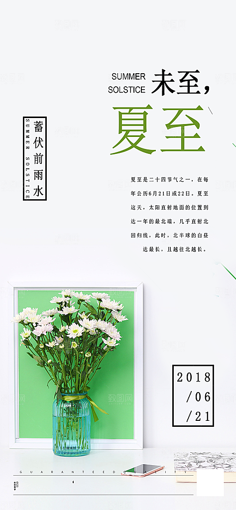 中国传统节气夏至手机海报