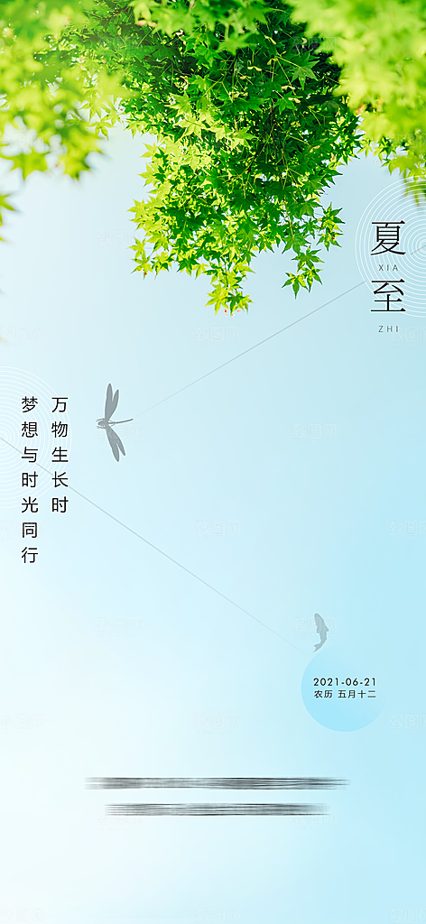 中国传统节气夏至手机海报