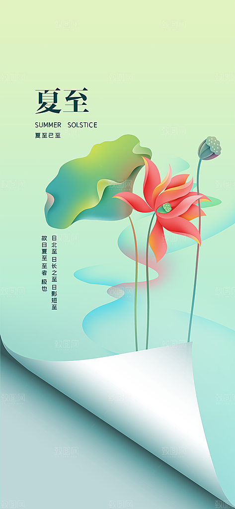 中国传统节气夏至手机海报