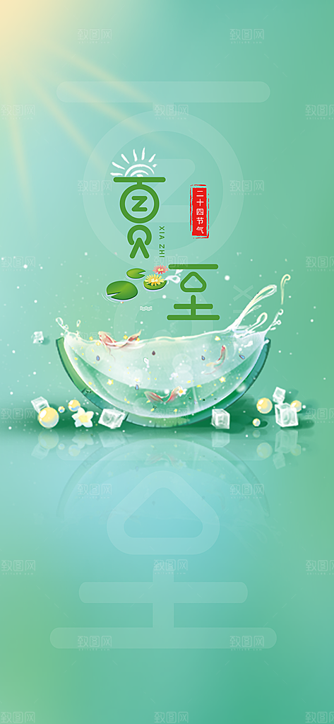 中国传统节气夏至手机海报