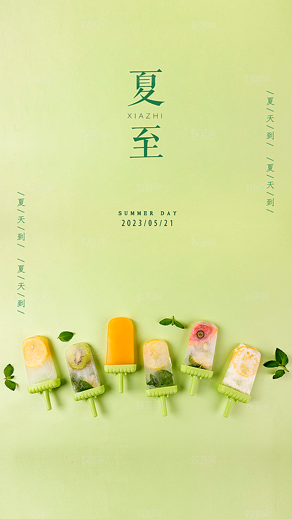 中国传统节气夏至手机海报