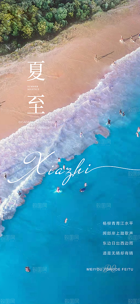 中国传统节气夏至手机海报