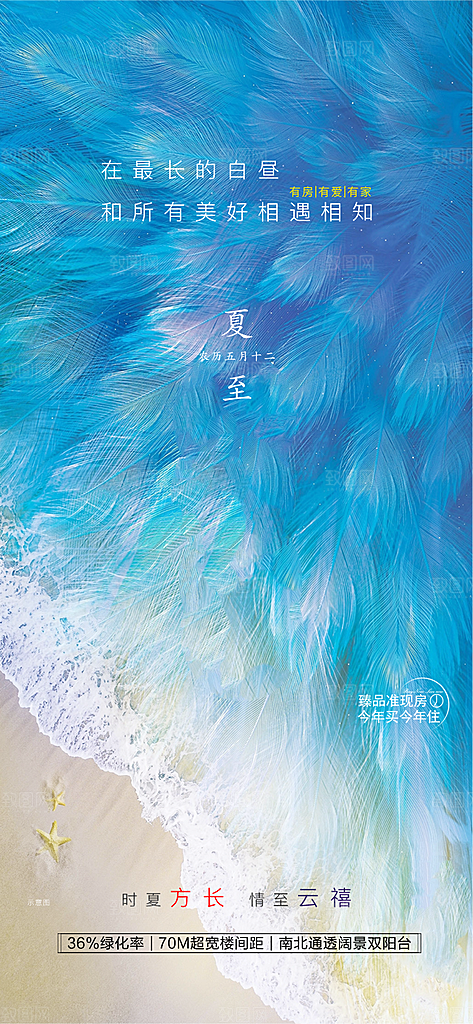 中国传统节气夏至手机海报