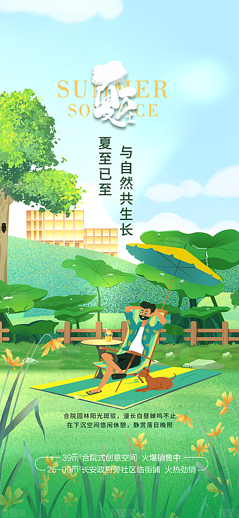 中国传统节气夏至手机海报