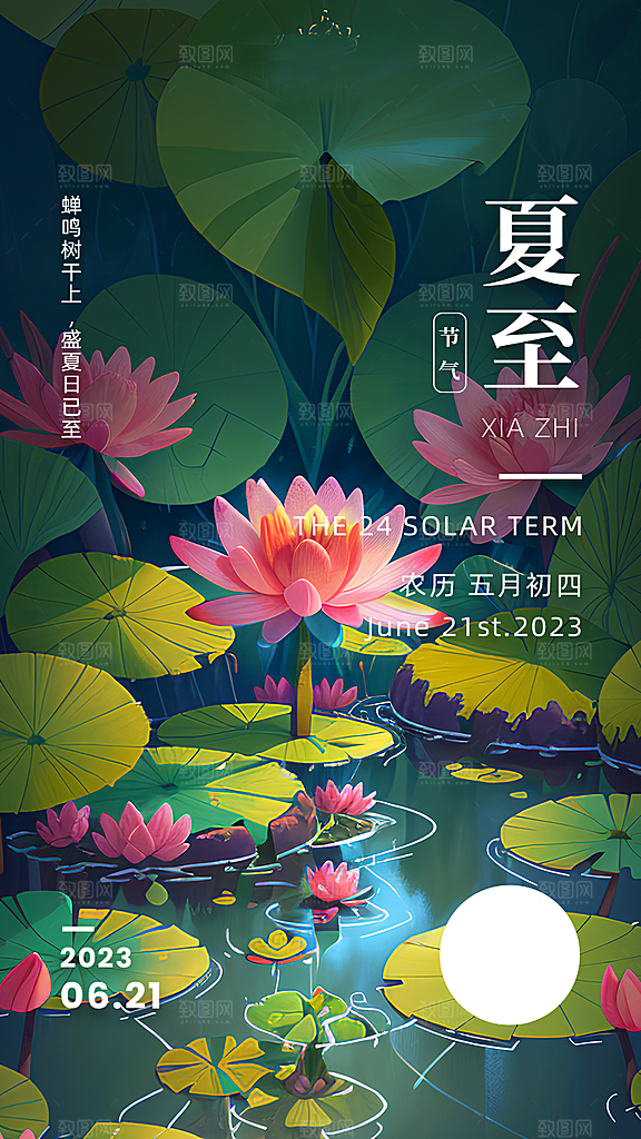 中国传统节气夏至手机海报