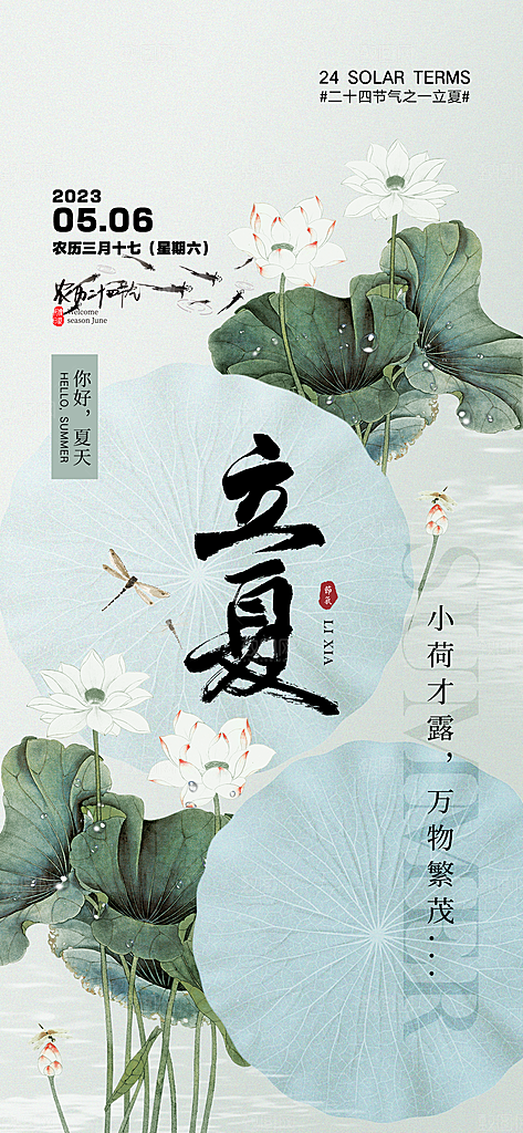 中国传统节气立夏手机海报