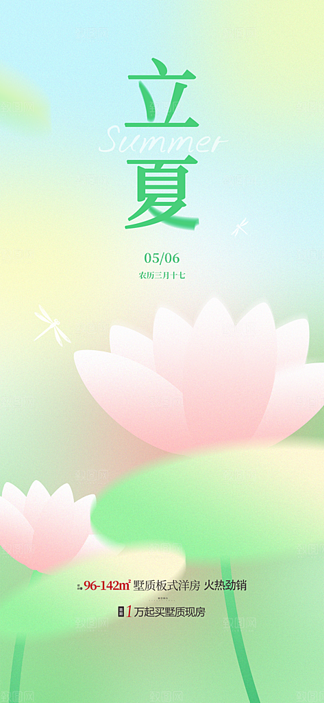 中国传统节气立夏手机海报