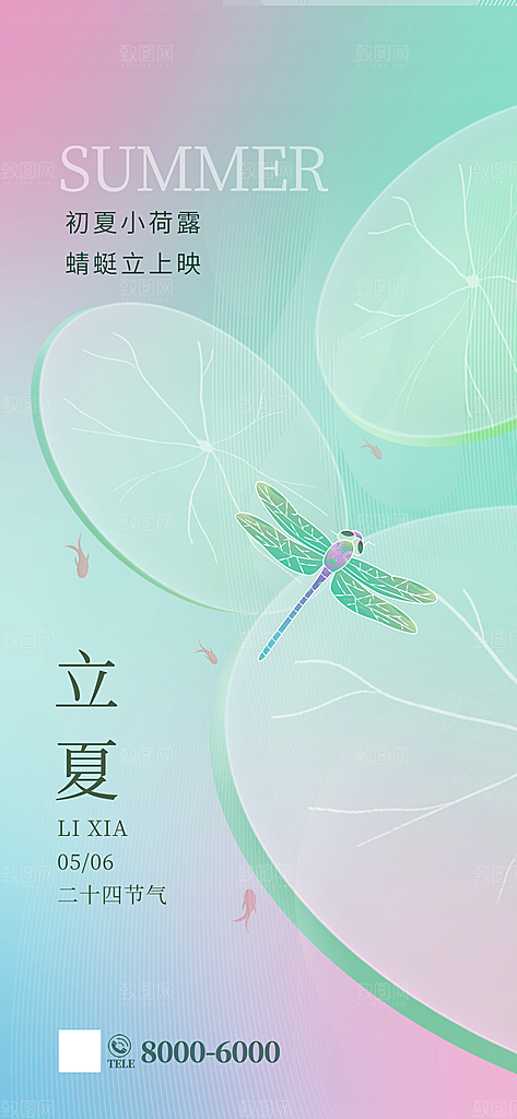 中国传统节气立夏手机海报