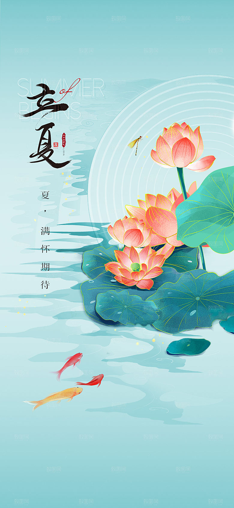 中国传统节气立夏手机海报